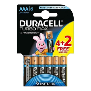 Duracell Turbo Max Alkaline Batterien LR03/AAA Micro | 1,5 Volt Spannung, 6 Stk.