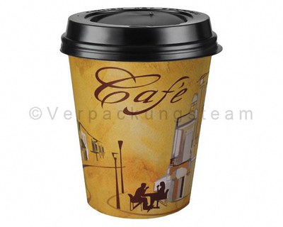 Kaffeebecher CofeToGo Becher CAFE DE PARIS mit Deckel, ...