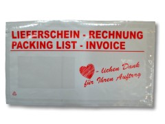 Versandtasche *Lieferschein/Rechnung*, Herzlichen Dank, DIN Lang, 1000 Stk.