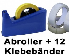 Tischabroller schwere Ausfhrung inkl. 12 Stk. Klebeband 19 mm x 66 m - SPARSET