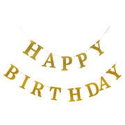 Buchstaben-Girlande Happy Birthday, gold, 5 m, 1 Stk.