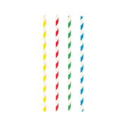 Trinkhalme aus Papier bunt gestreift 6mm 21cm, 100 Stk.
