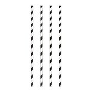 Trinkhalme aus Papier schwarz gestreift 6mm 24cm, 100 Stk.