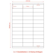 Etiketten Labels selbstklebend wei 70 x 25.4mm auf DIN A4, 3300 Stk.