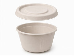 Dressingbecher Dipschale 60ml rund � 62 mm aus Bagasse Zuckerrohr kompostierbar inkl Deckel, 50 Stk.