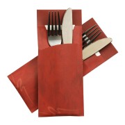 Pochetto Bestecktaschen 200x85mm burgund marmor. inkl. Serviette wei,  50 Stk.