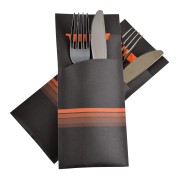 Pochetto Bestecktaschen 200x85mm schwarz orange Streifen Serviette, 520 Stk.