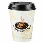 Kaffeebecher Doppelwand geriffelt ENJOY YOUR COFFEE mit Deckel 200 ml 100 Stk.
