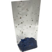 Kreuzbodenbeutel OPP 180 x 300mm, transparent mit Sternenmotiv, 30my, 1000 Stk.