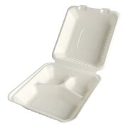 PAPSTAR Menboxen aus Zuckerrohr 3-geteilt 7,7 x 20 x 22 cm weiss, 25 Stk.