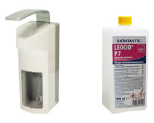 Wandspender weiss 1000 ml mit Langarmhebel und 1 Liter Hndedesinfektion