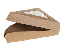 Bio Klappbox Pappe Sichtfenster für Tortenstück aus PLA 167x129x45mm, 50 Stk.