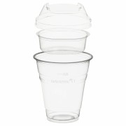 BIO Trinkbecher 300ml + Domdeckel stapelbar + Einsatzbecher Ø 96mm (PLA) 50 Stk.