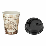 Kaffeebecher Premium mit Deckel, Coffee to go, Pappe, 300 ml hoch,  75 Stk.