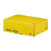 Versandkarton 249x175x79mm MAILBOX S mit Steckverschluss wiederverschliebar gelb