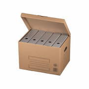 Archivbox mit Klappdeckel und Automatikboden 410x320x285mm braun