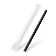 Papiertrinkhalme fr BUBBLE TEA JUMBO schwarz, einzeln gehllt 21cm 12 mm, 100 Stk.