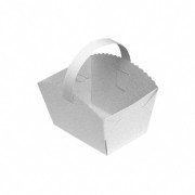 Gebäckkörbchen Tragebox mit Henkel für Brötchen 10x8x6cm, weiß, 50 Stk.