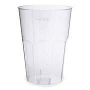 Einweg-Cocktailglas 300ml mit Eichstrichen, PS, transparent glasklar, 30 Stk.