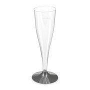 Einweg-Sektglas Champagnerglas glasklar mit schwarzem Fuß 100ml PS, 20 Stk.