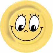 BIONATURE Pappteller FSC Mix rund bedruckt mit Smiley 23cm fettdicht gelb, 10 Stk.