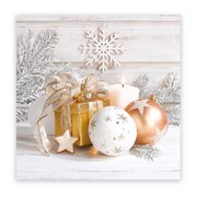 Weihnachtsservietten 3-lagig 33 x 33 cm Weihnachtskugeln und Kerze 20 Stk.