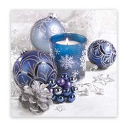 Weihnachtsservietten 3-lagig 33 x 33 cm Weihnachtskugeln und Kerze 20 Stk.