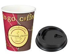 Kaffeebecher Coffee ToGo COFFEE DREAMS mit Deckel schwarz 8oz. 200 ml, 100 Stk.
