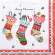 Weihnachtsservietten 3-lagig 33 x 33 cm Weihnachtssocken, 20 Stk.
