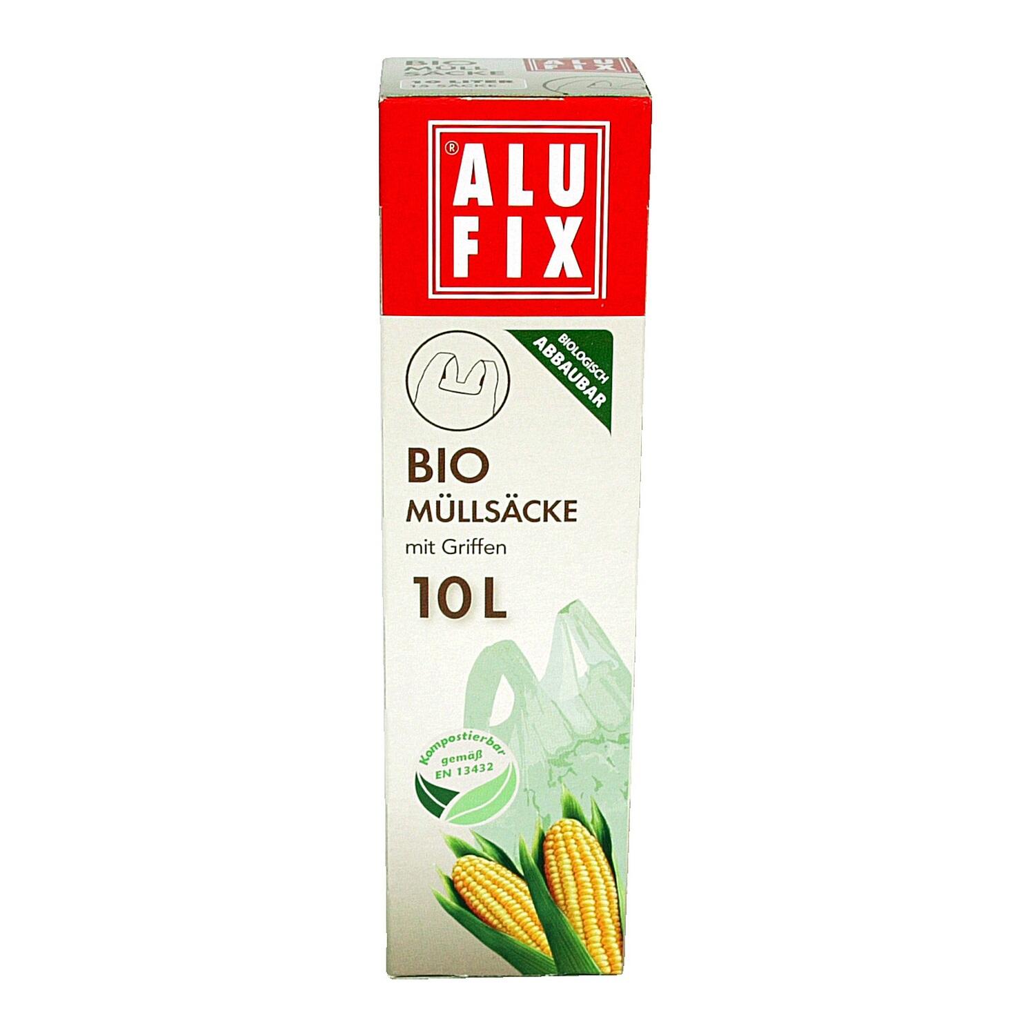 ALUFIX Biomllscke Biomllbeutel 10L mit Tragegriff biologisch abbaubar 15 Stk.