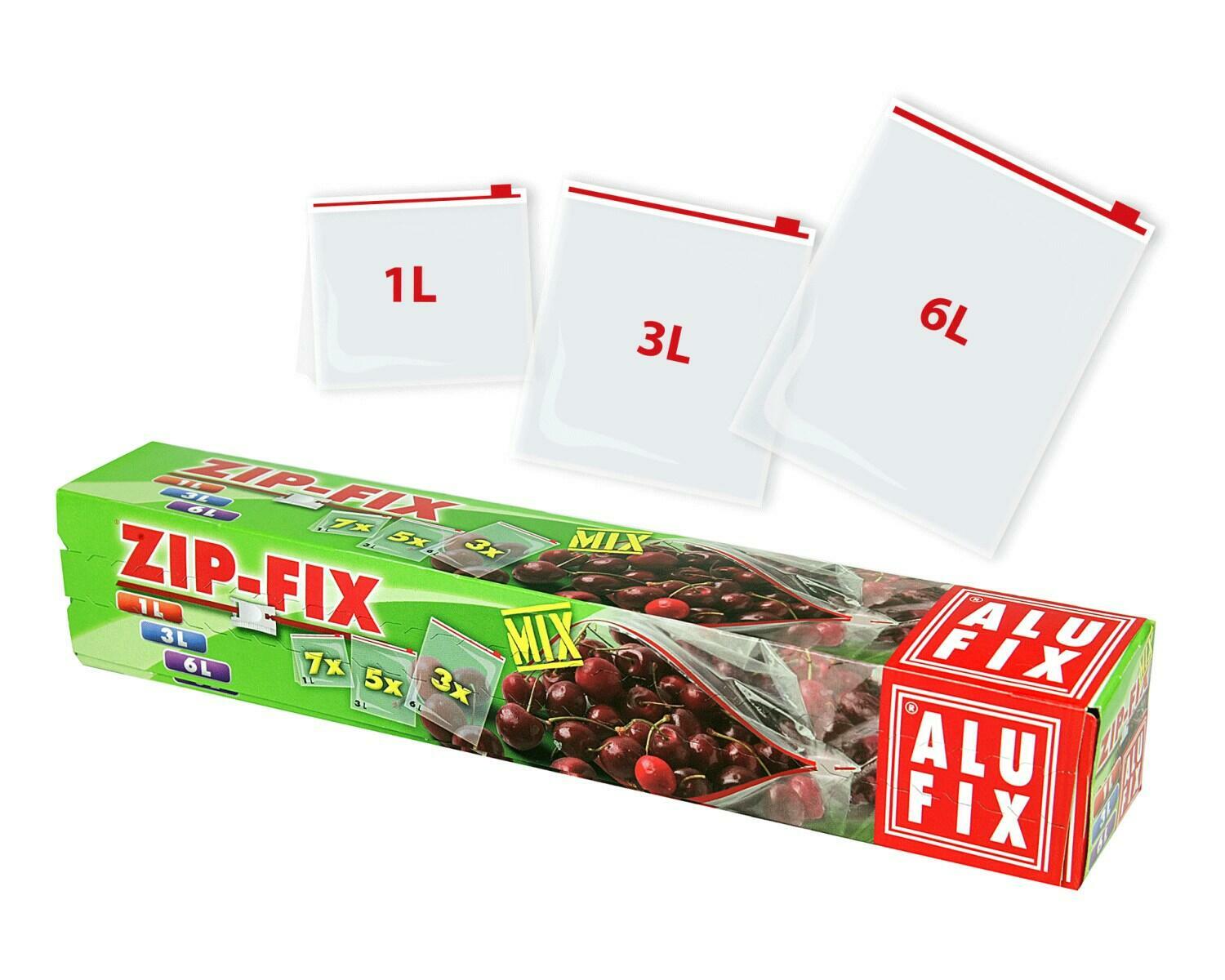 ALUFIX Tiefkühlsäcke Haushaltsäcke mit Zipp, 1liter 3liter und 6liter, 15 Stk.