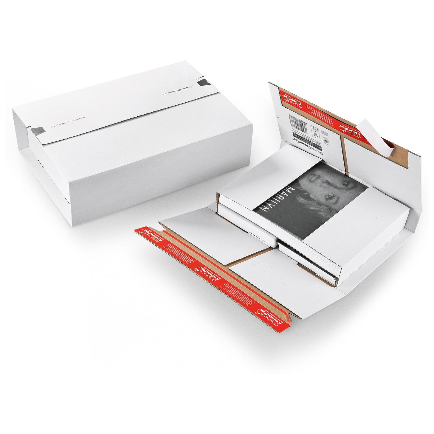 ColomPac Universal-Versandverpackung 353 x 245 x -102mm mit doppeltem Selbstklebeverschluss & Aufreißfaden weiß