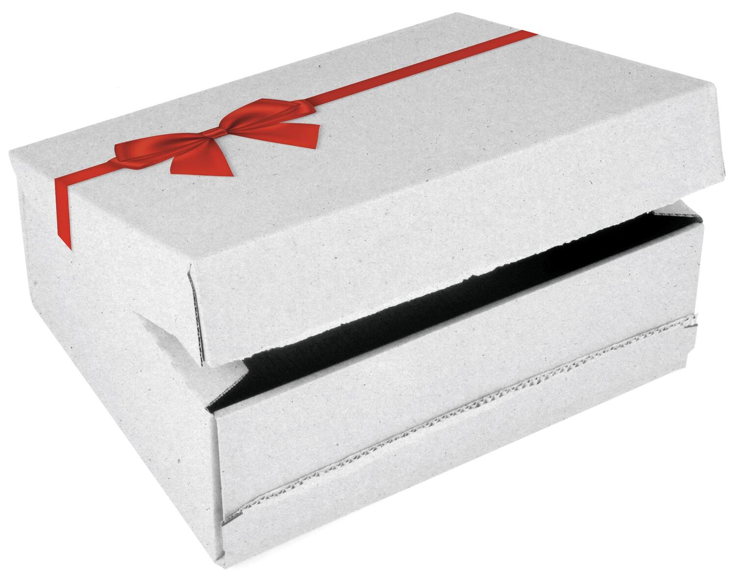 ColomPac Geschenkbox 250 x 177 x 96mm Selbstklebeverschluss & Aufreifaden offsetbedruckt wei