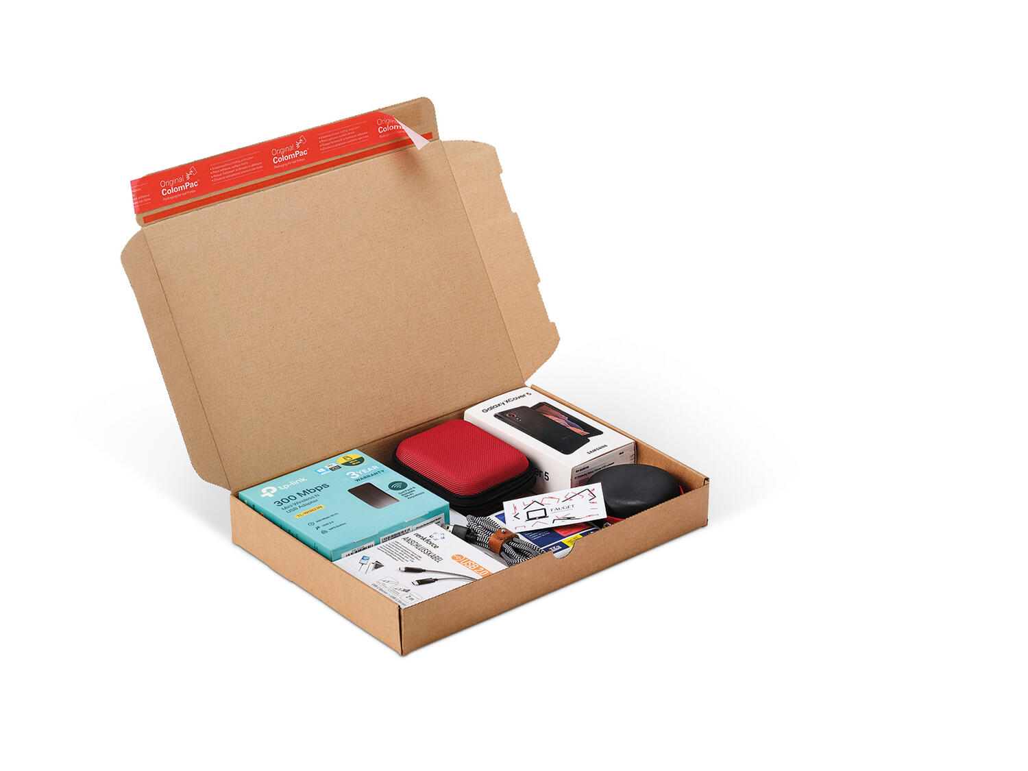 ColomPac E-Commerce Modulboxen 212 x 161 x 96mm mit Selbstklebeverschluss & Aufreifaden braun