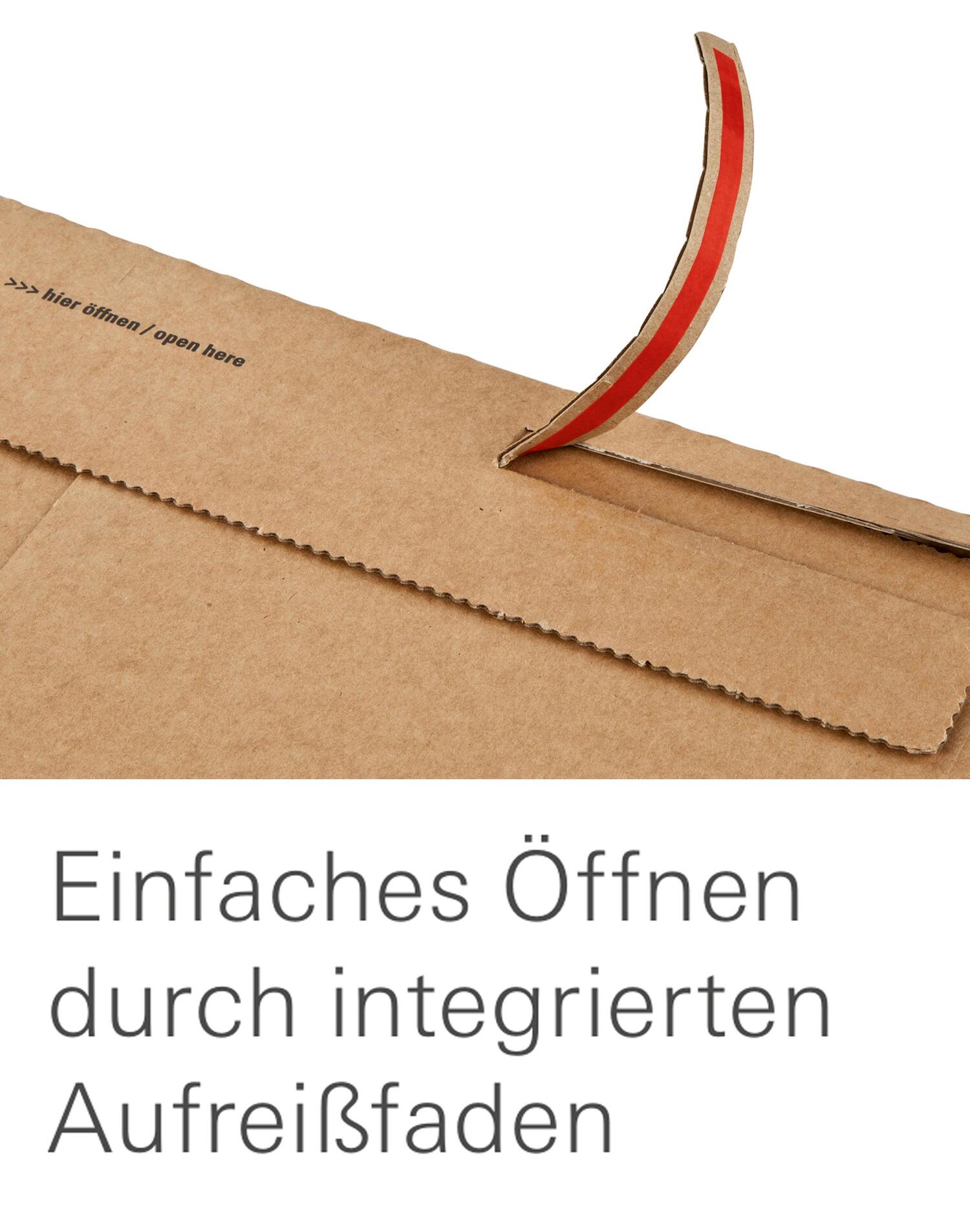 ColomPac E-Commerce Modulboxen 350 x 250 x 50mm mit Selbstklebeverschluss & Aufreifaden braun