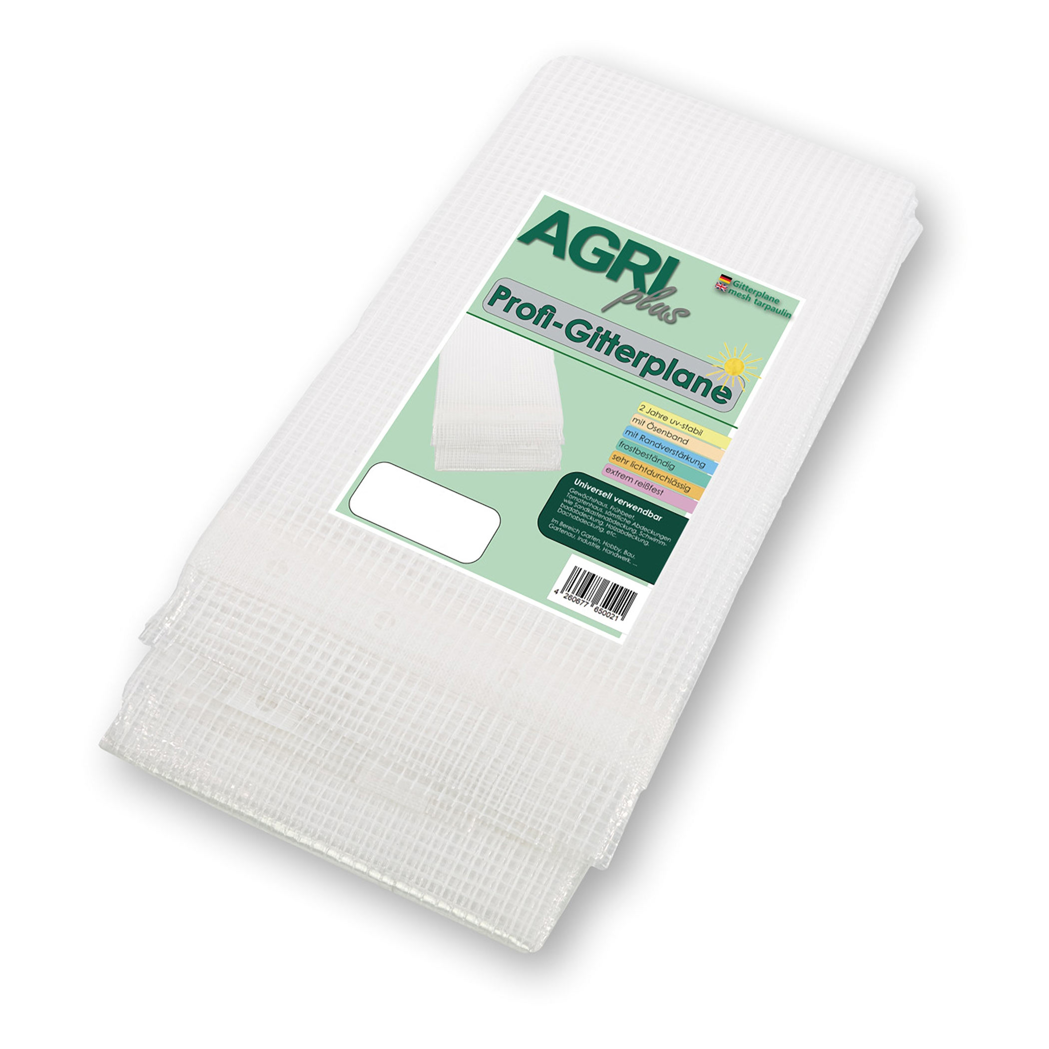 Gitterplane Gitterfolie 8 x 14 m transparent wei�es Gitter Nagelrand verst�rkt