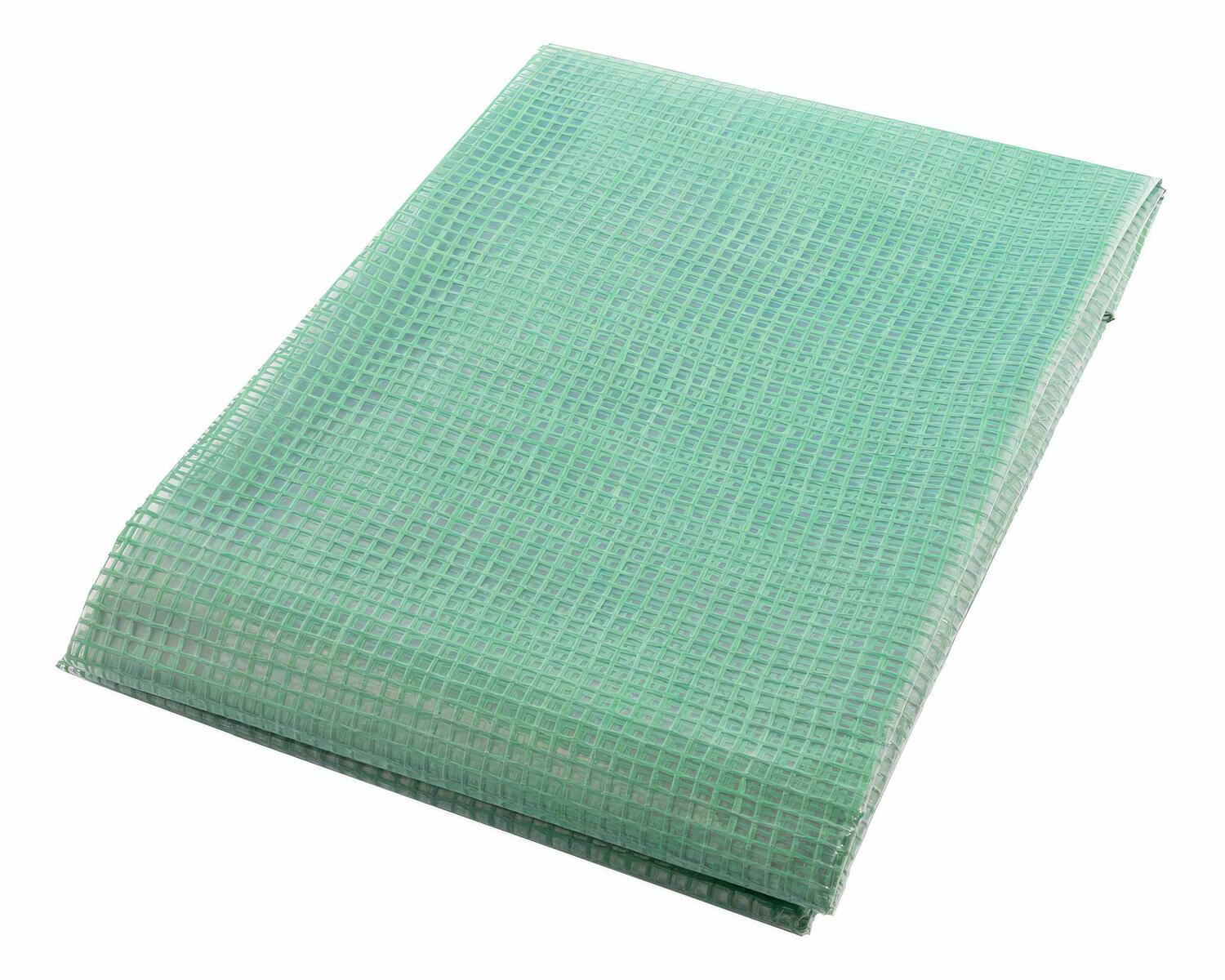 Gitterplane 4,00 x 8,00 m transparent mit grnem Gitter 250 g/m mit Nagelrand verstrkt gefaltet UV-stabil