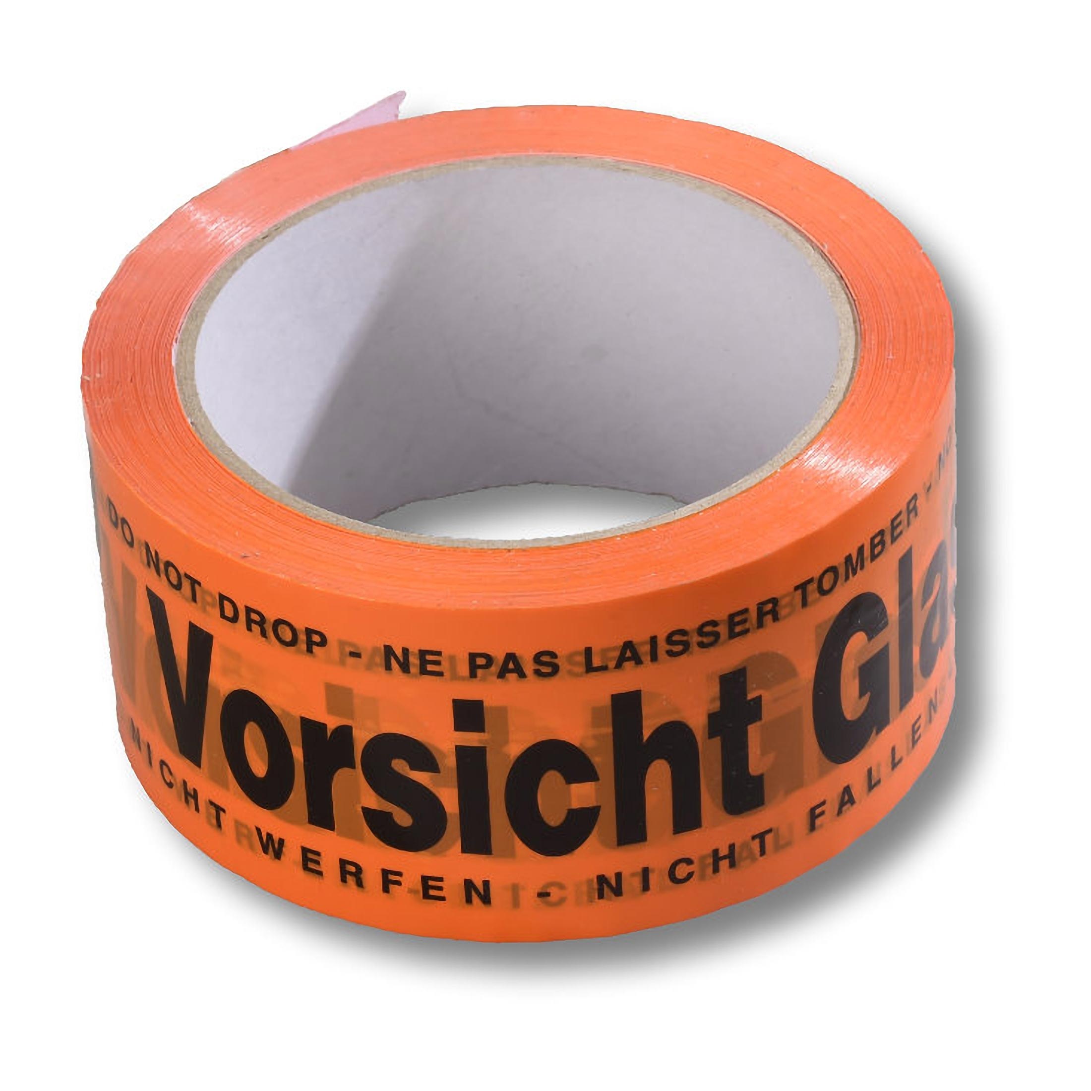 Warnklebeband Vorsicht Glas PP Acrylatkleber geräuscharm 50mm x 66m