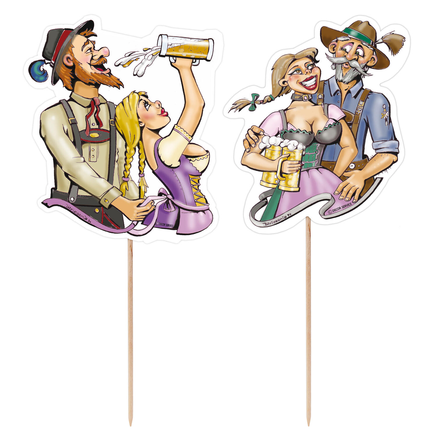 Deko-Picker Trachtenpärchen Oktoberfest, 160 mm, 100 Stk.
