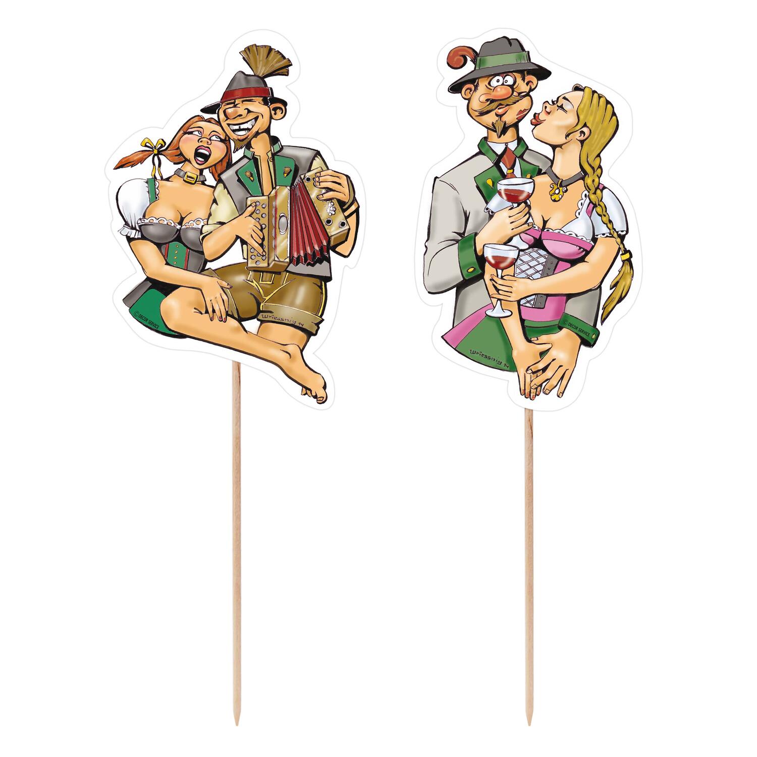 Deko-Picker Trachtenpärchen Steirisch, 16cm, 100 Stk.