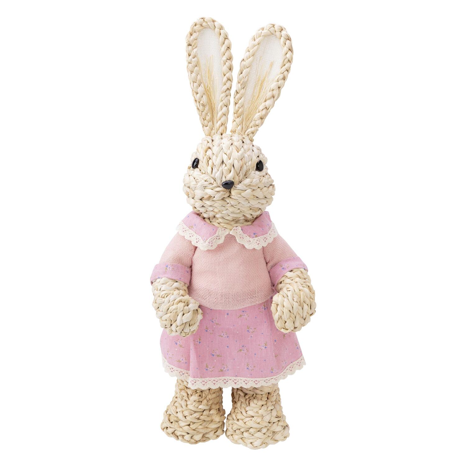 Häsin weiblicher Osterhase aus Maisstroh Osterdeko 78 cm, 1 Stk.