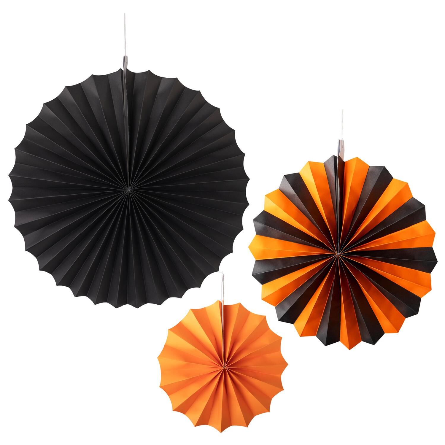 Rosetten 3er-Set schwarz/orange Ø40cm/32cm/20cm, 3 Stk.