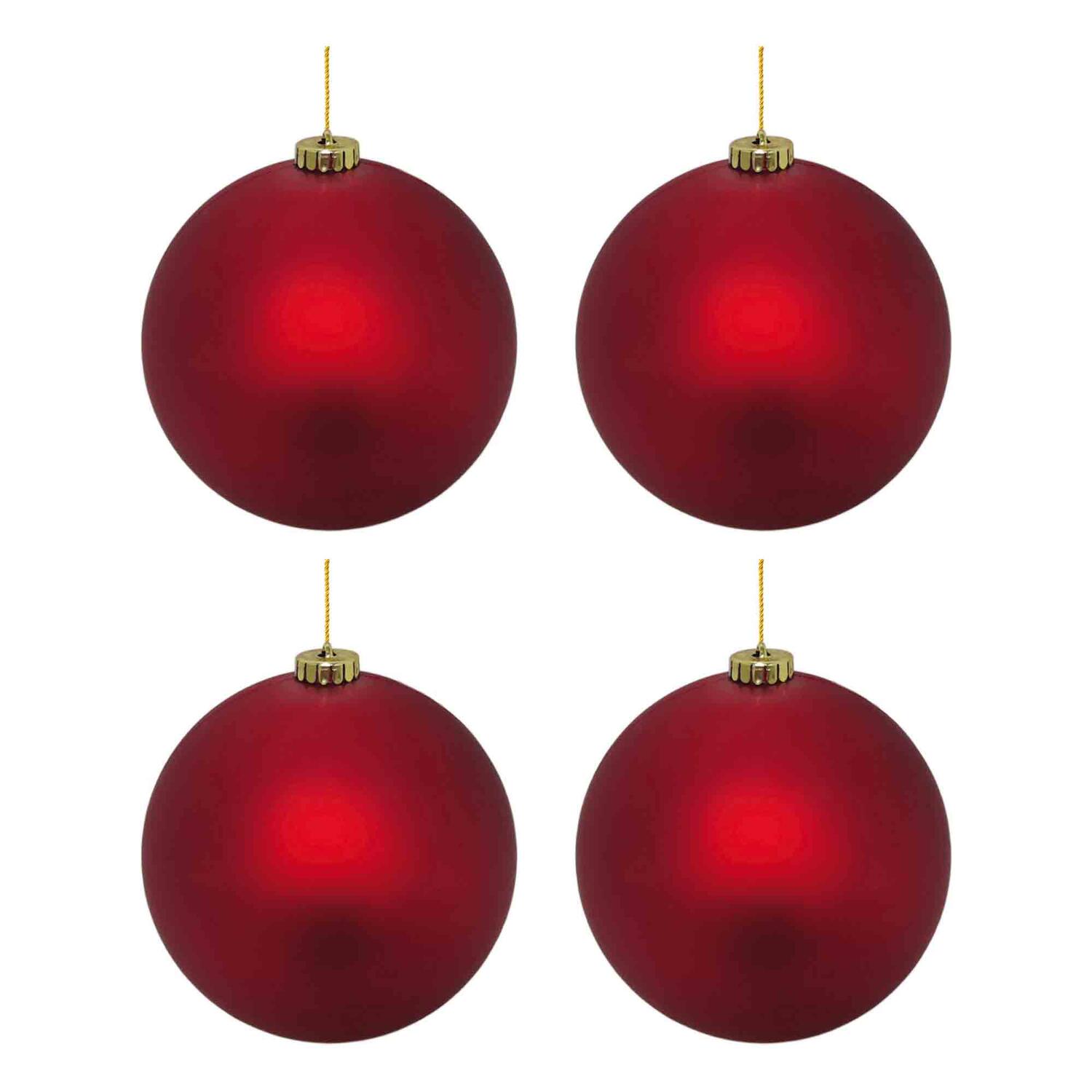 Weihnachtskugeln Christbaumkugeln aus Kunststoff rot matt, Ø10cm, 4 Stk.