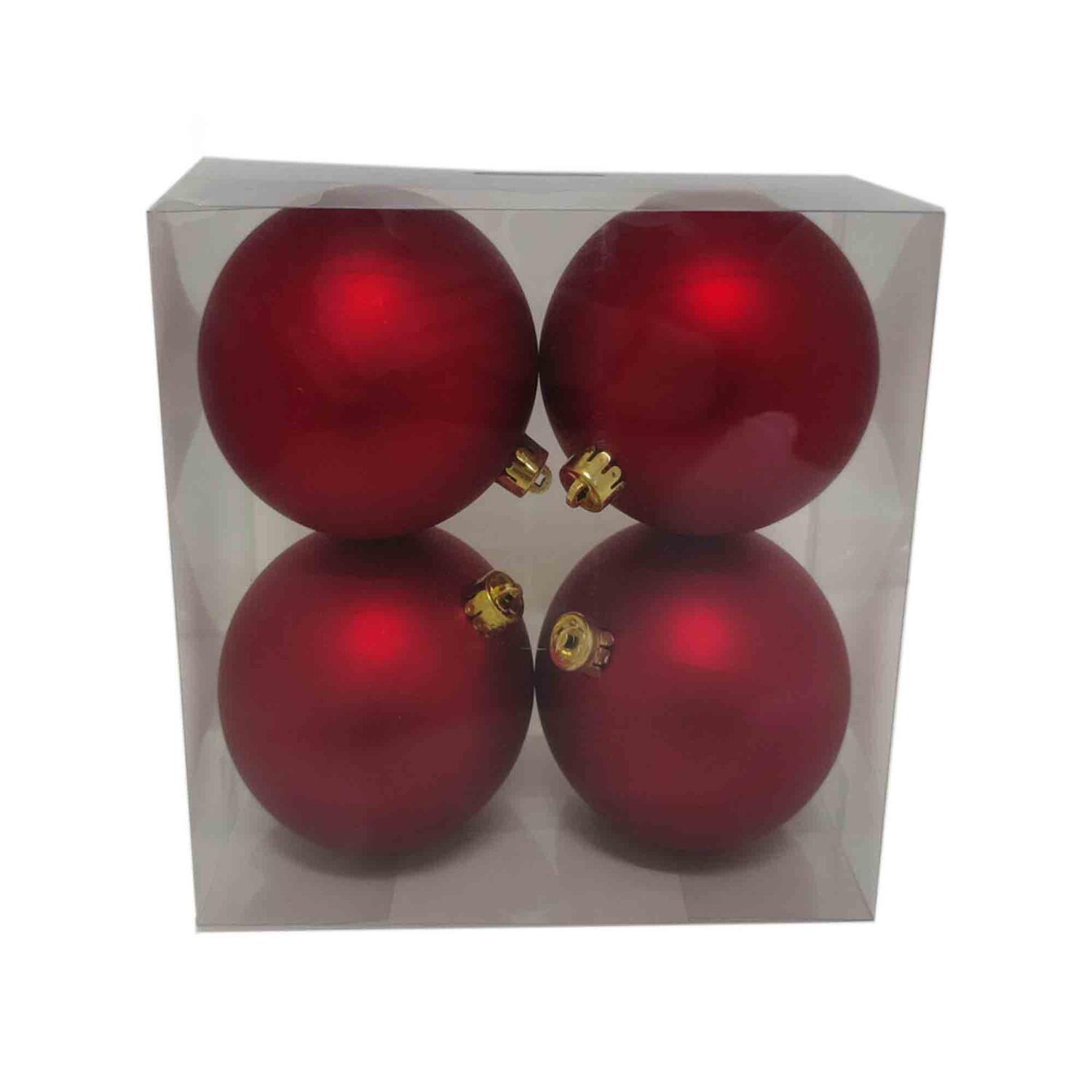 Weihnachtskugeln Christbaumkugeln aus Kunststoff rot matt, Ø10cm, 4 Stk.