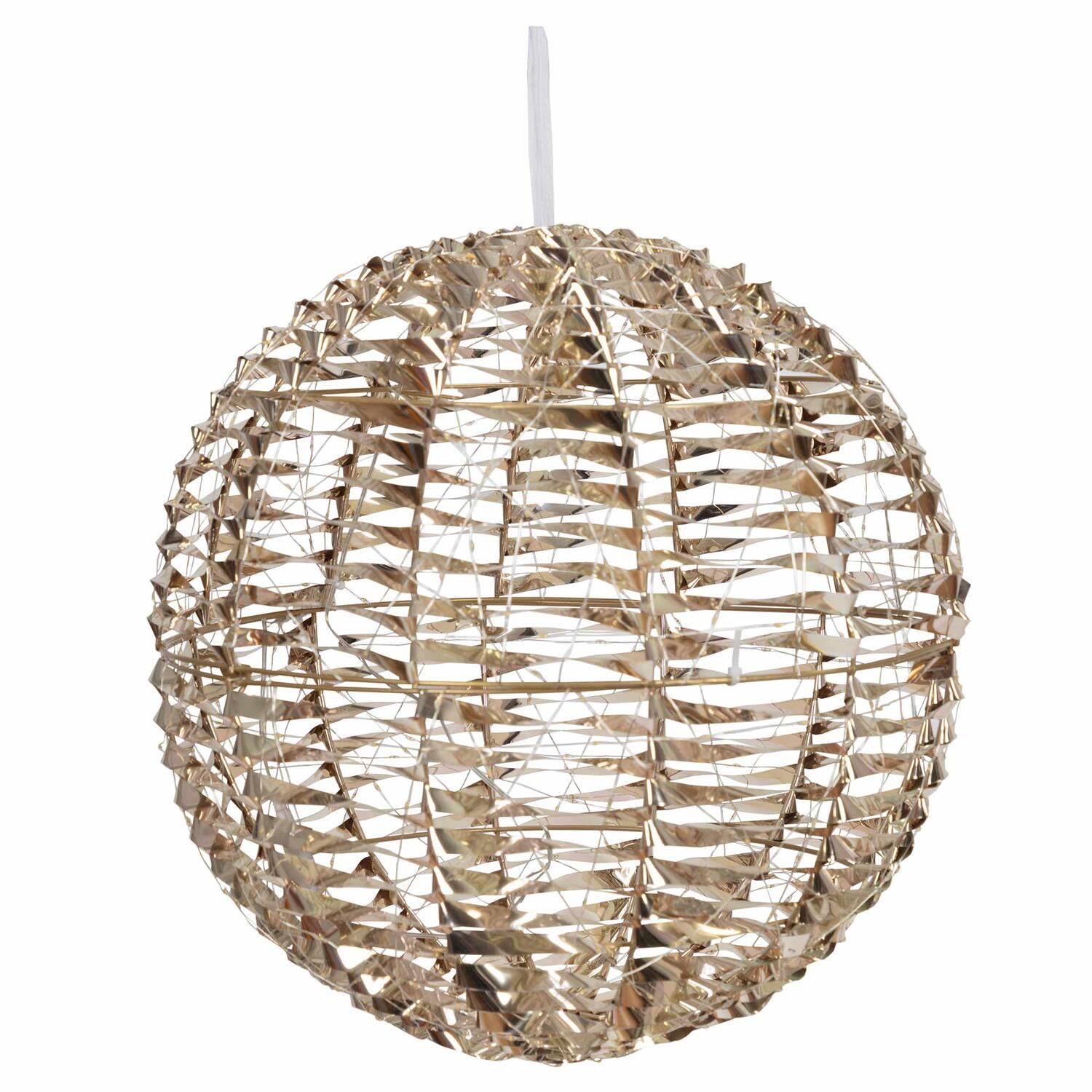 Kugel aus Metall/PET gold, mit LED, warmwei, 30cm