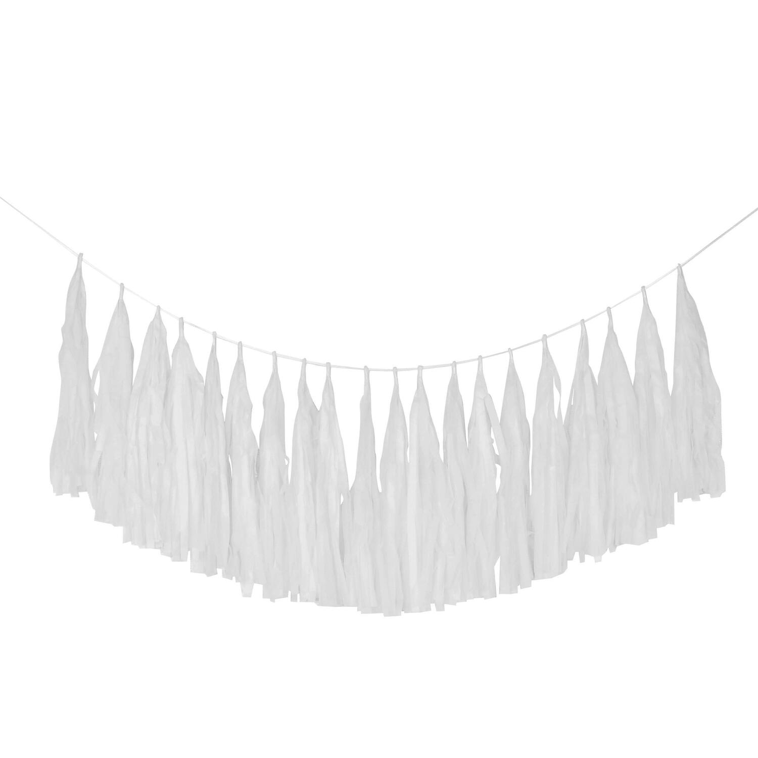 Tassel-Girlande aus Papier, wei, 3m, 1 Stk.