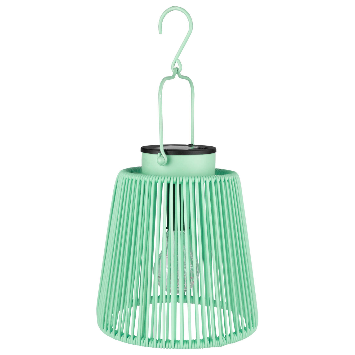 Solarlaterne Gartenlaterne Outdoor aus Metall LED pastellgrün, 22cm