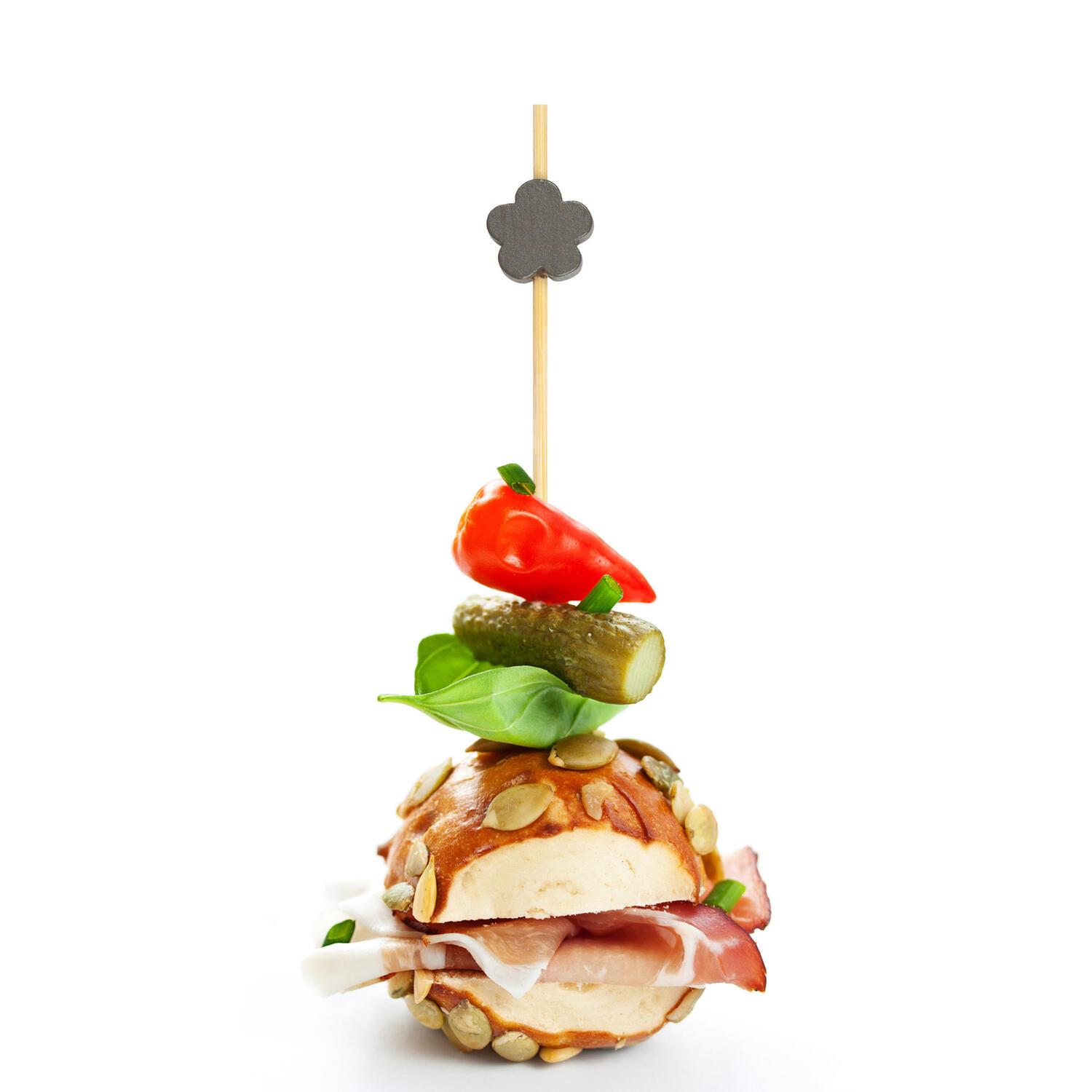 Fingerfood Spieße Blume aus Bambus, 12cm, 200 Stk.