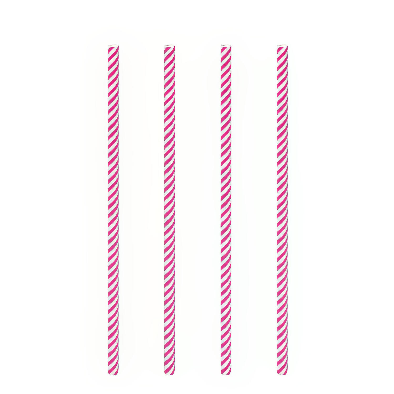 Trinkhalme aus Papier pink gestreift 6mm, 21cm, 100 Stk.
