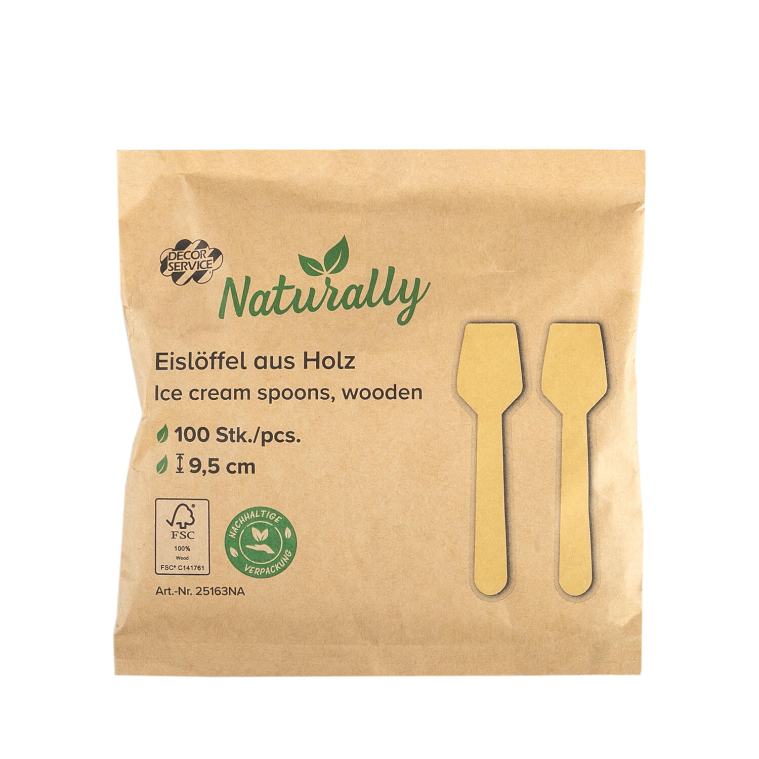 Eislöffel Einweg aus Holz, 9.5cm, 100 Stk.